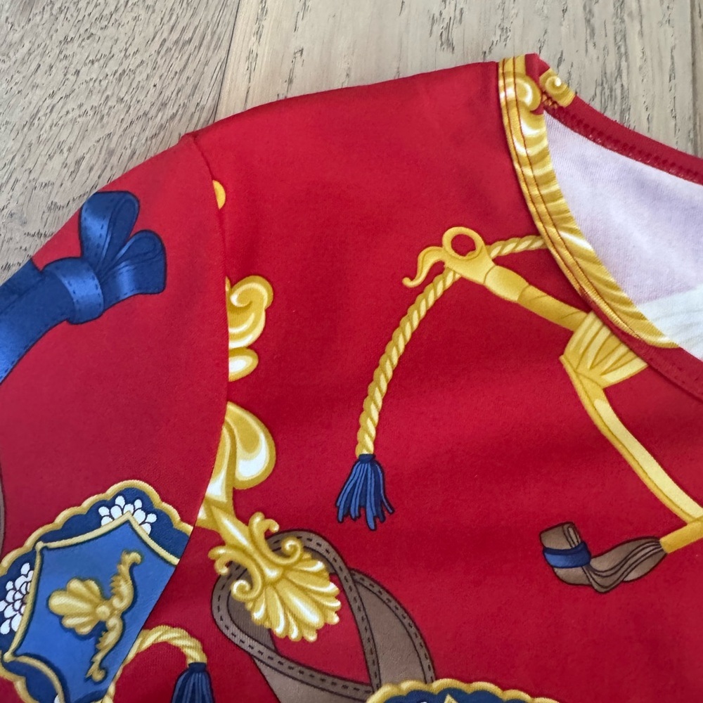 J. McLaughlin Signature Catalina Cloth Equestrian Top Medium Red - Picture 4 of 6